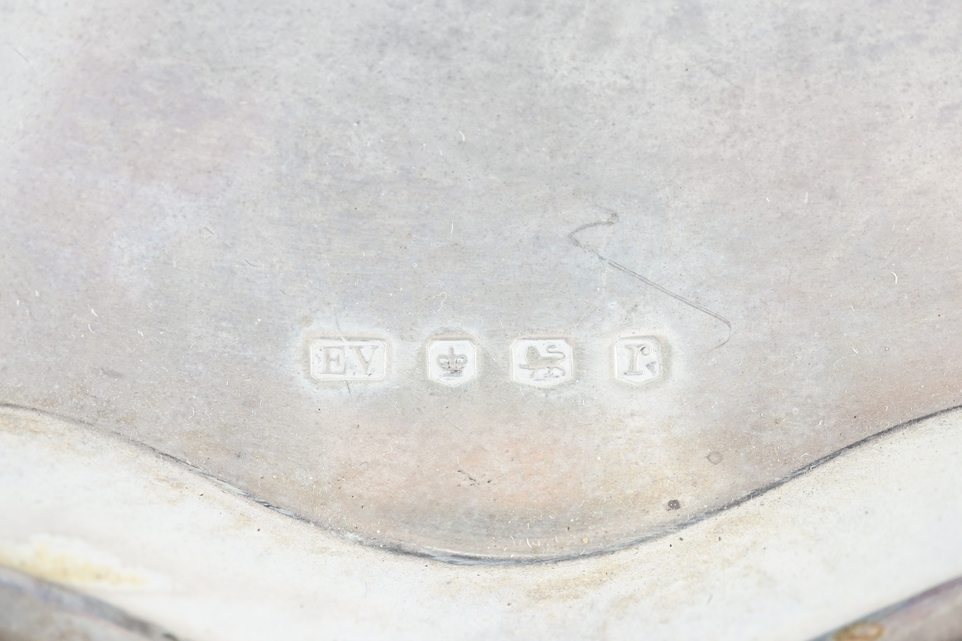 A George V shaped circular silver salver by Viners Ltd